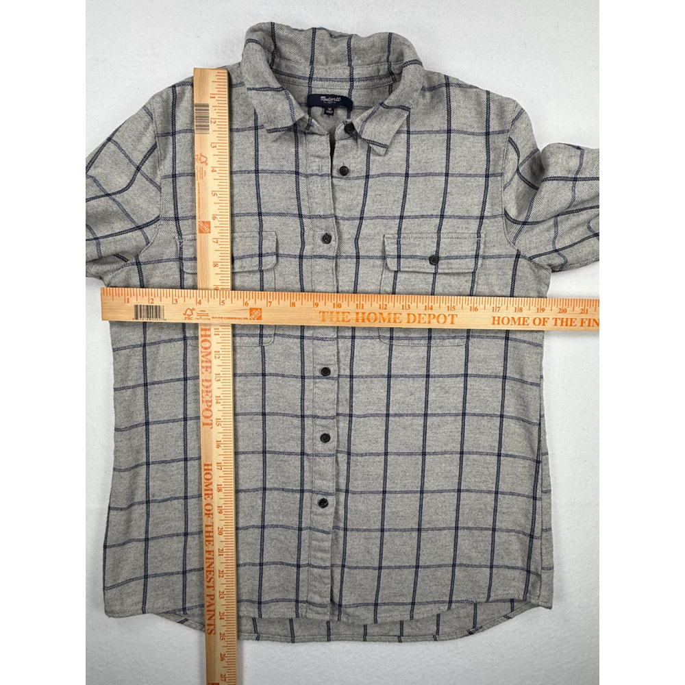 Madewell Women’s Medium Gray Plaid Cotton Wool Flannel Shirt Jacket - Picture 4 of 6